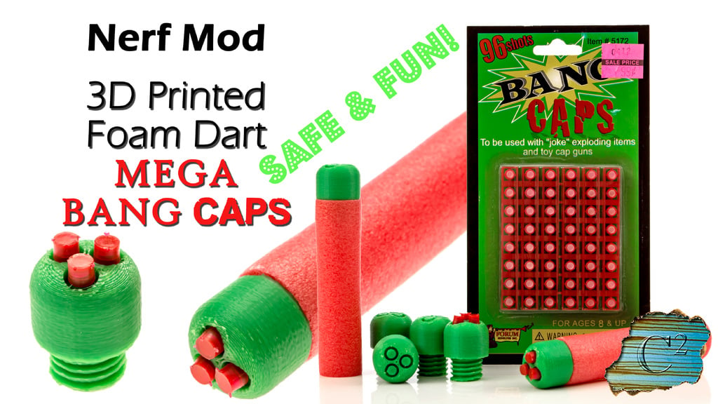 Extra-Loud Nerf Mega Dart Tips:  Mega Bang Cap Darts