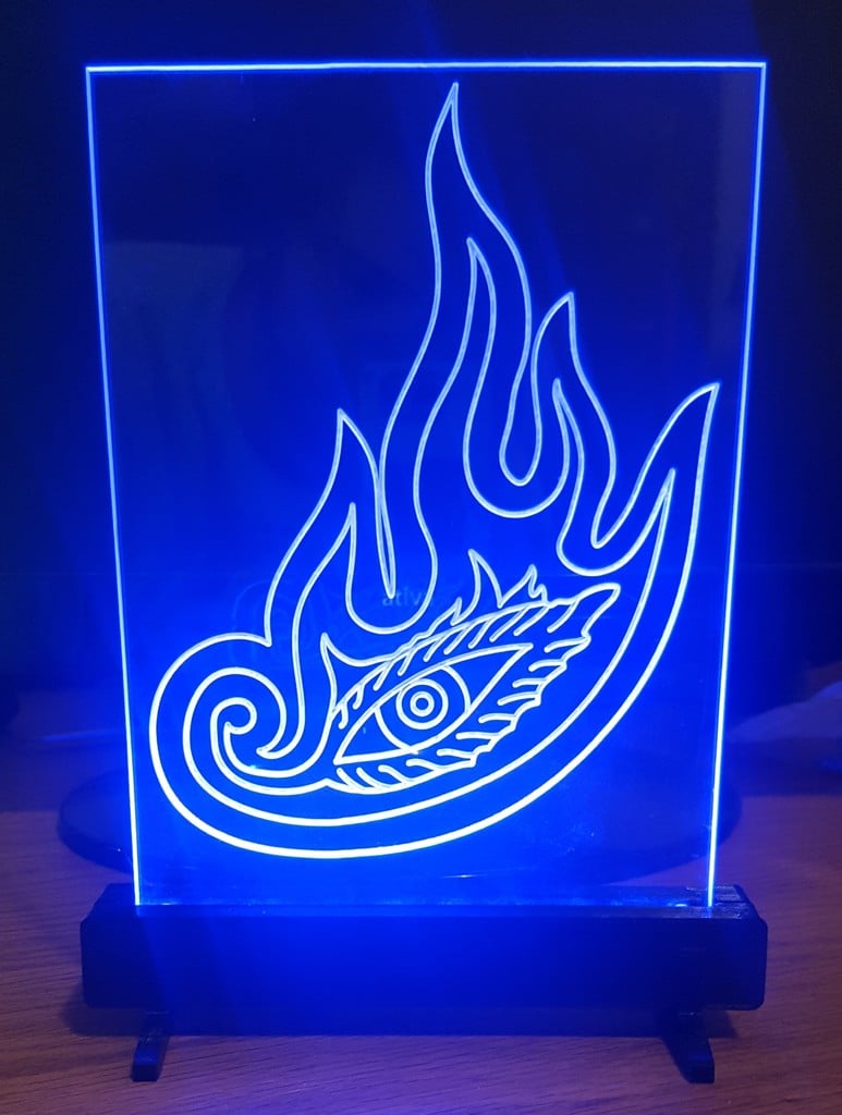 Edge lit acrylic sign with printed base with 12 designs
