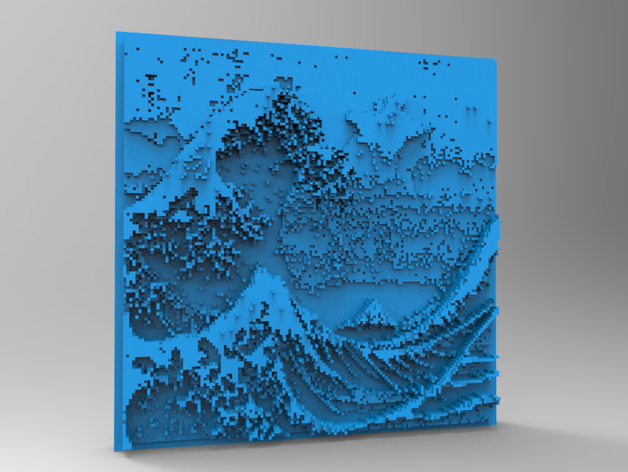 Minecraft 3DPrinting Art Tile - The Great Wave Off 