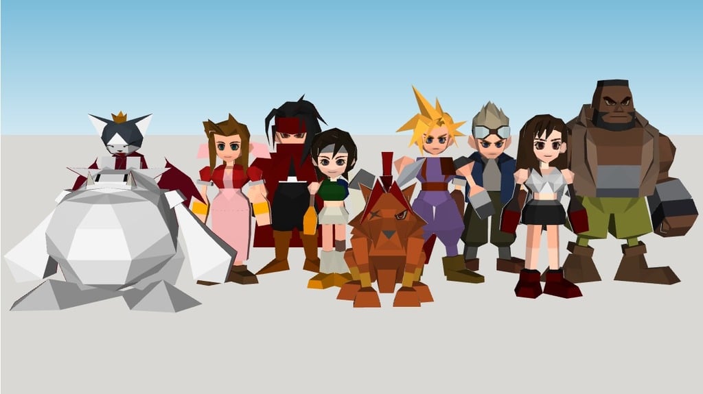 Final Fantasy VII - All charachters - Low poly
