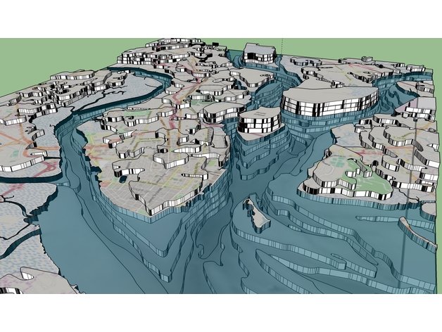 Charleston SC 3D Peninsula and Harbor (LaserCut)