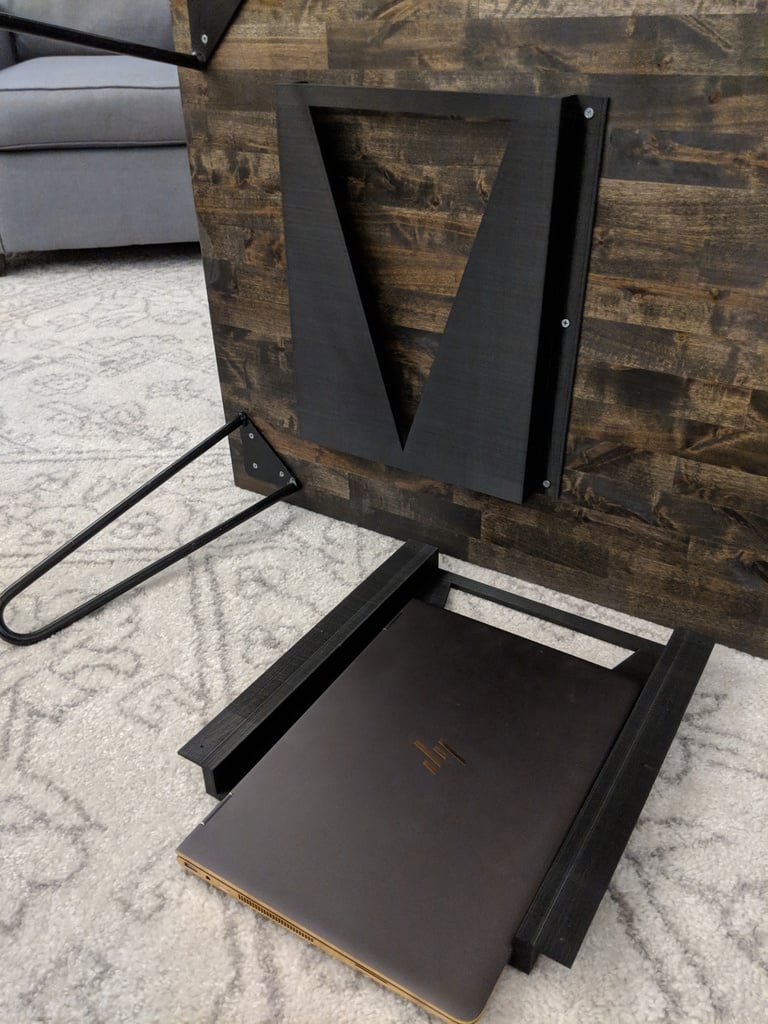 Coffee table laptop shelf