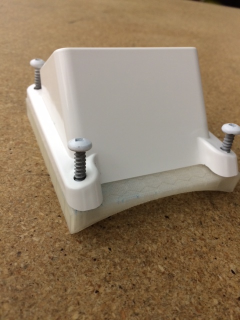 Vinyl handrail mounting bracket adapter for round column (SCAD)