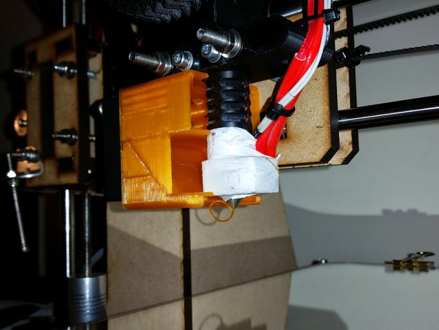 Updated fan cooler for J head / hot end - modified to cool the print essential for PLA (uses 40mm sq. fan)