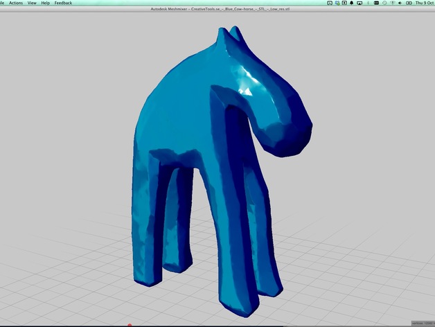 CreativeTools.se - Handyscan 3D - Laser scanned - Blue Cow-horse figure