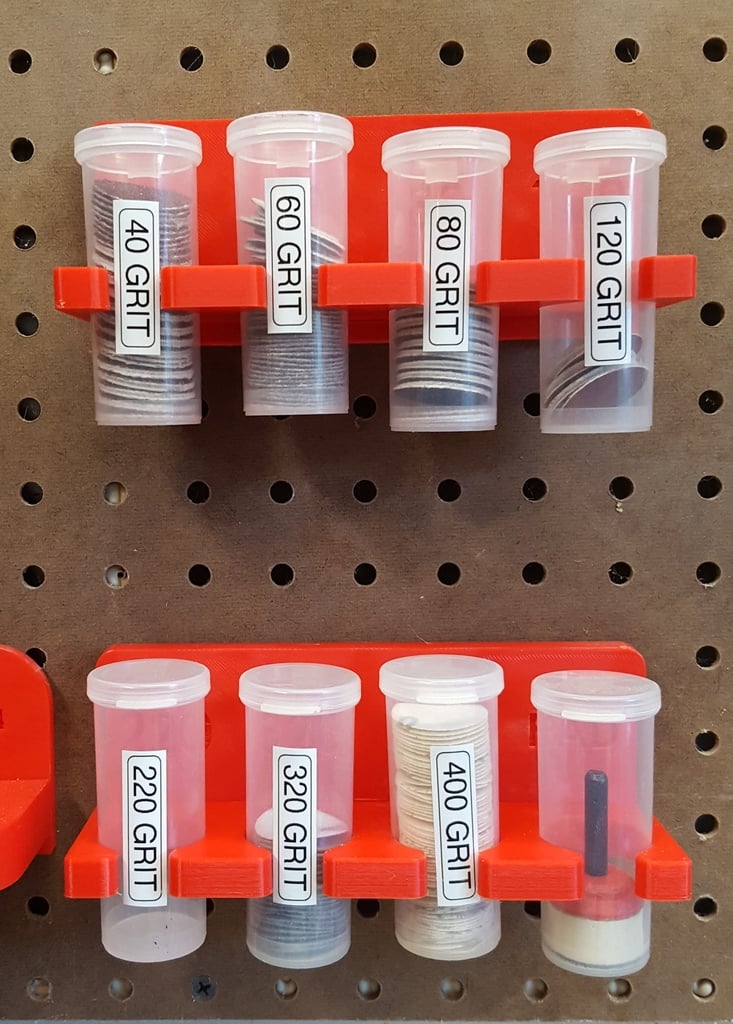 Pegboard Mounted Plastic Flip Top Container Holder