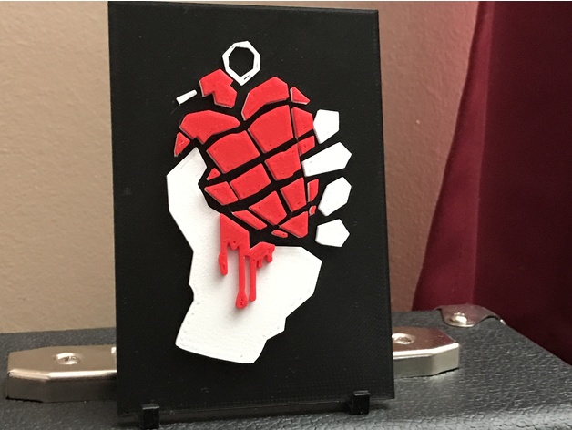 Green Day Heart Hand Grenade Sign
