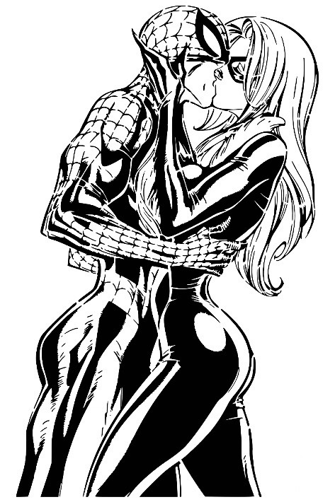 Spiderman and Black cat stencil