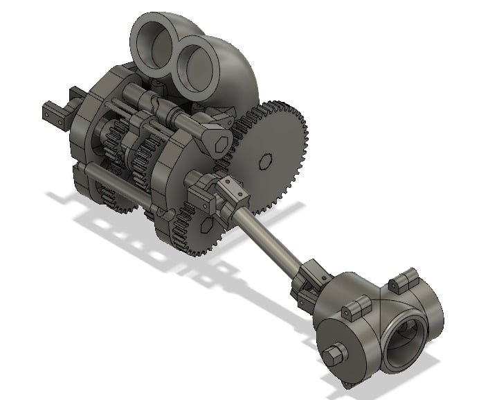U-Joint Driveshaft and Differential for Toroidal Piston Engine and 2 Speed Gearbox (Without Engine and Gearbox)