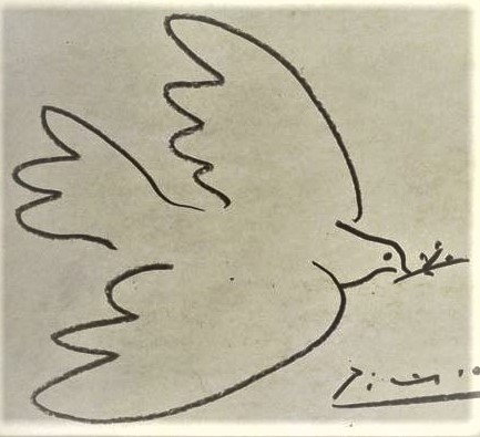PAblo Picasso's Peace Dove line drawing in extrusion