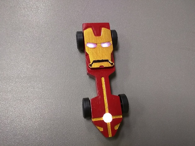 Iron Man Pinewood Derby Car with LED Lights