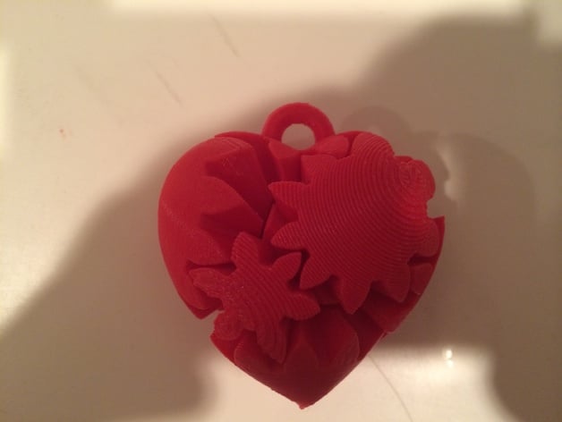 Working Micro Gear Heart Keychain with PLA Pins
