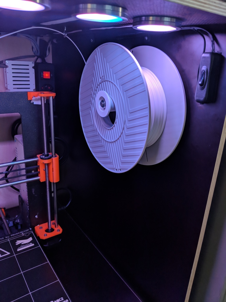 Wall filament spool holder with ball bearings