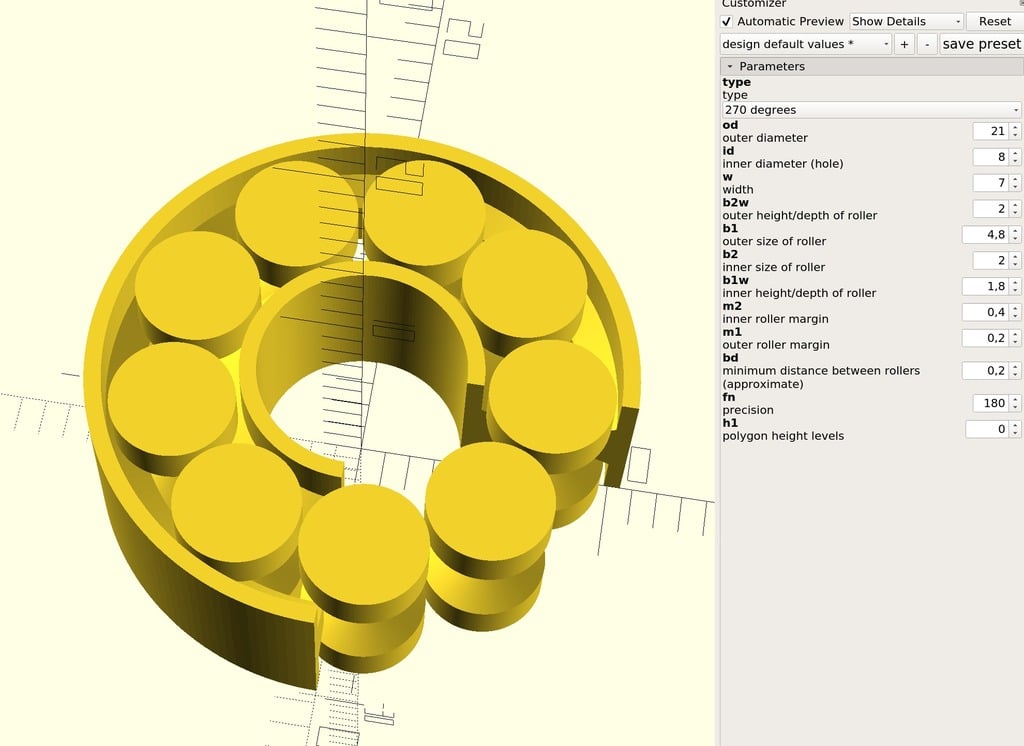 parametric, printable ball bearing / roller bearing