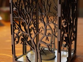 candle holder laser cut Tree & Animals wood present tea candle 