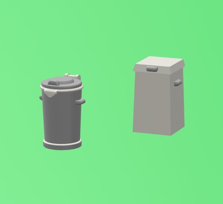 Garbage bins H0/HO scale (Swedish 70th to 80th design)