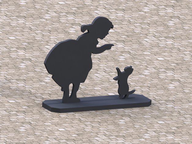 Silhoutte of CAT and Girl