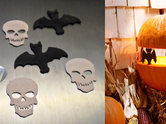 Flat Bat & Skull for Jack-o-lantern project