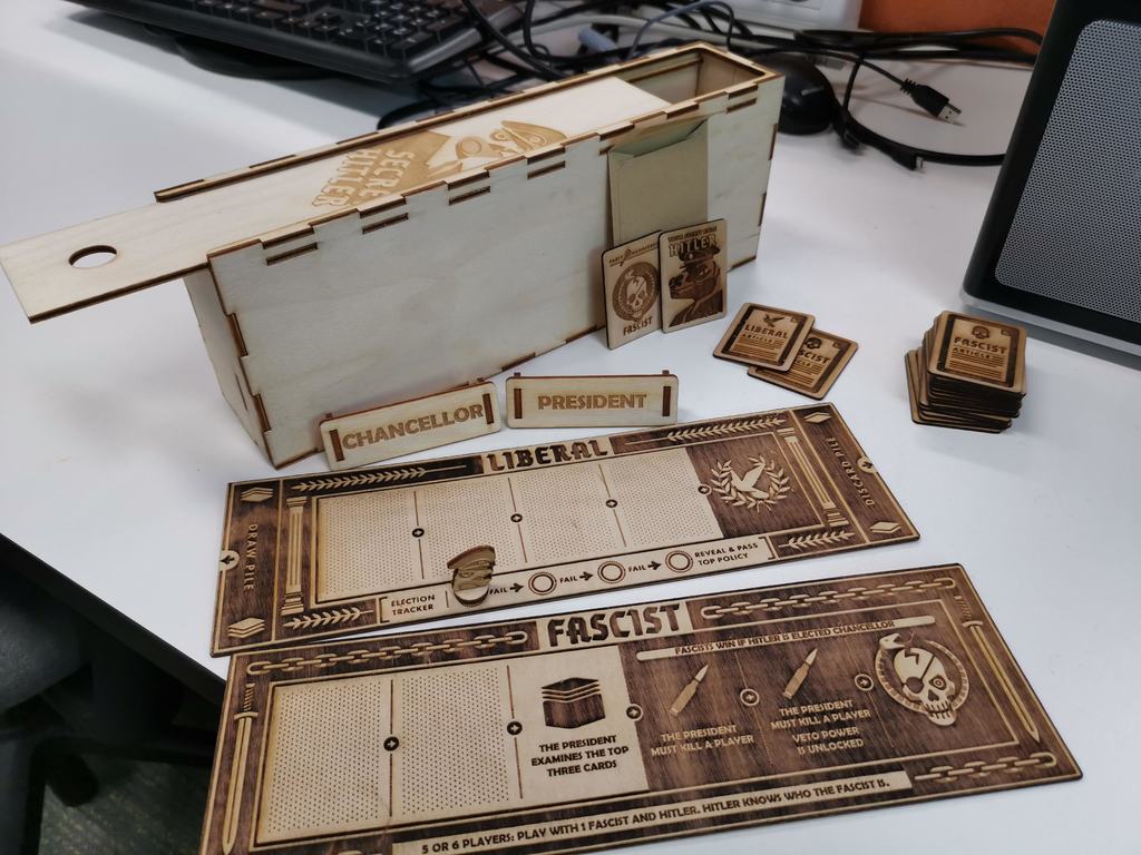 Secret Hitler laser cut game and box