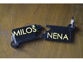 Customizable puzzle keychain for couples (or friends)