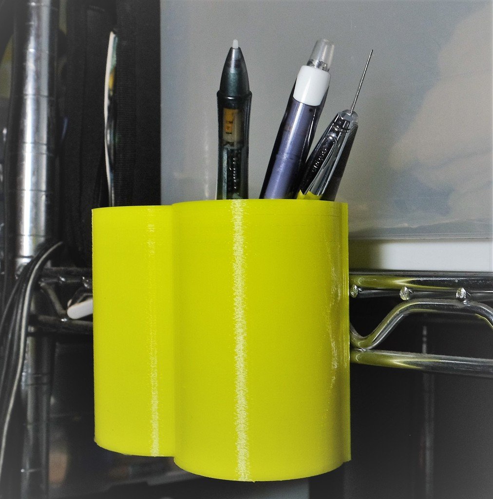 Pencil holder for metal shelving