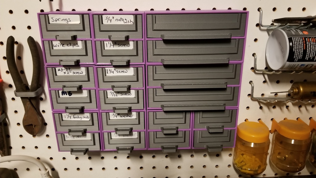 Pegboard 2 drawer parts bin - Large (remix of NerdAlert3D's model)