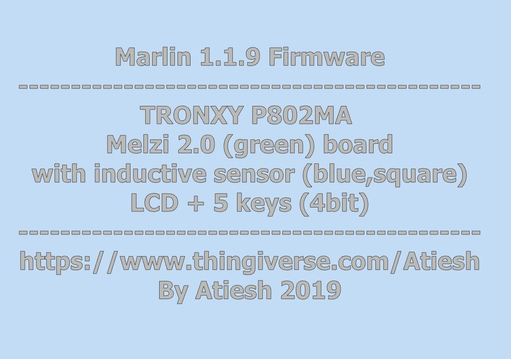 Tronxy p802ma - marlin 1.1.9 firmware