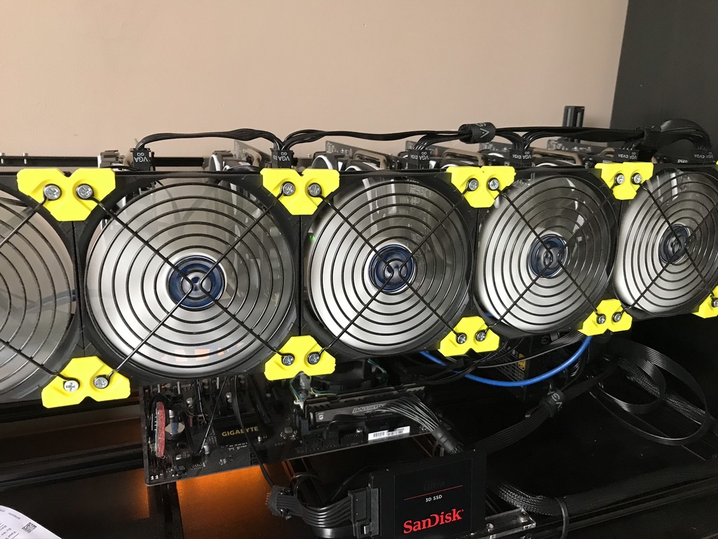 Crypto Mining Rig Fan Support