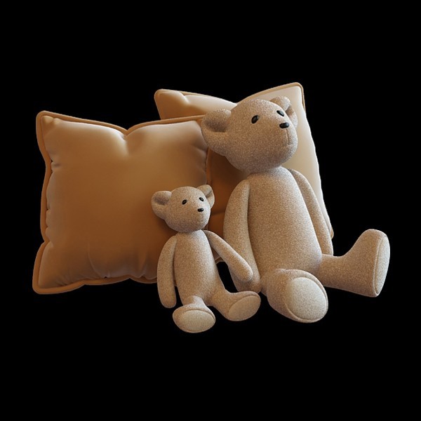 Toy bear figure with pillows