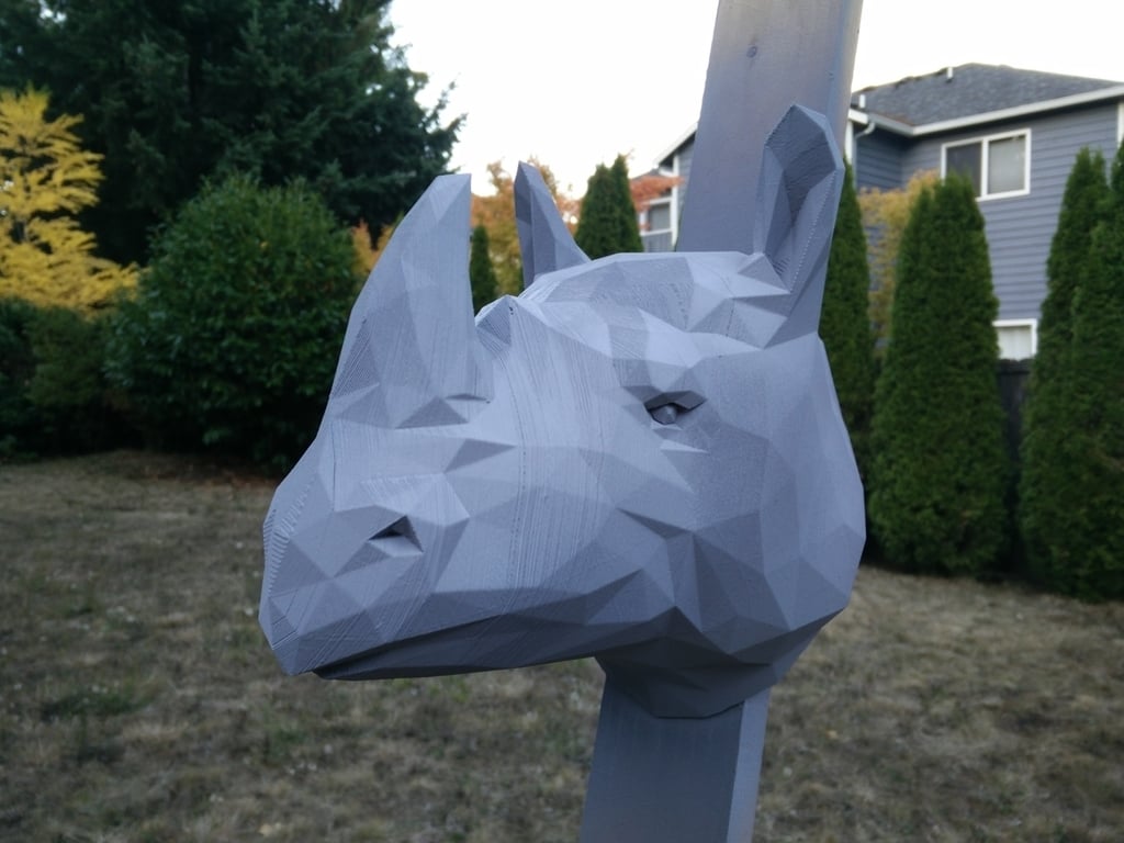 Low-Poly Rhino Bust For Wall (Large)
