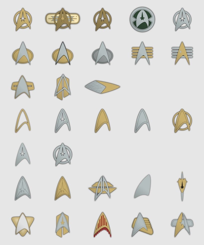 All of the Star Trek combadges 