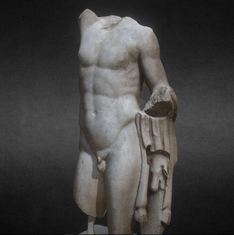 Fragmentary full figure sculpture of a Satyr
