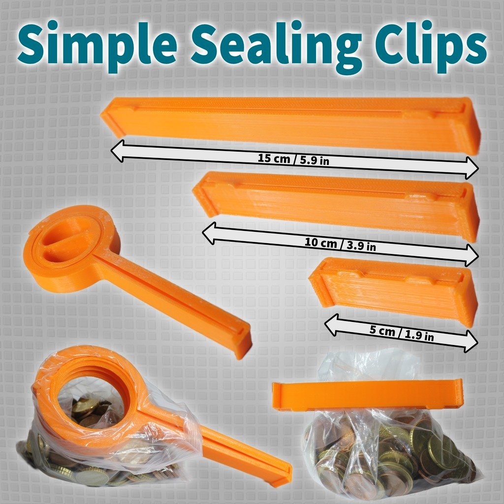 Simple to print sealing clips for bags - clip with screwable hole - PLA - Clamp - Sealer - Kitchen