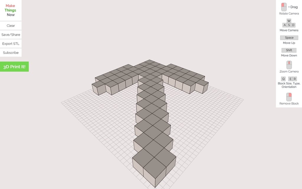 Design in 3D using "Make Things Now" like in minecraft