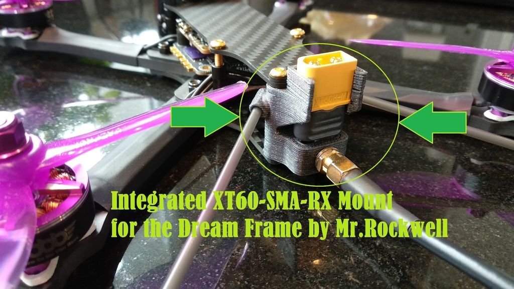 Integrated XT60-SMA-RX Mount for the Dream Frame by Mr.Rockwell