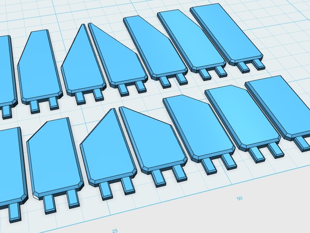 1/60 scale blast vent deflectors/articulated armor plates for robot scratchbuilding, kitbashing, and modding