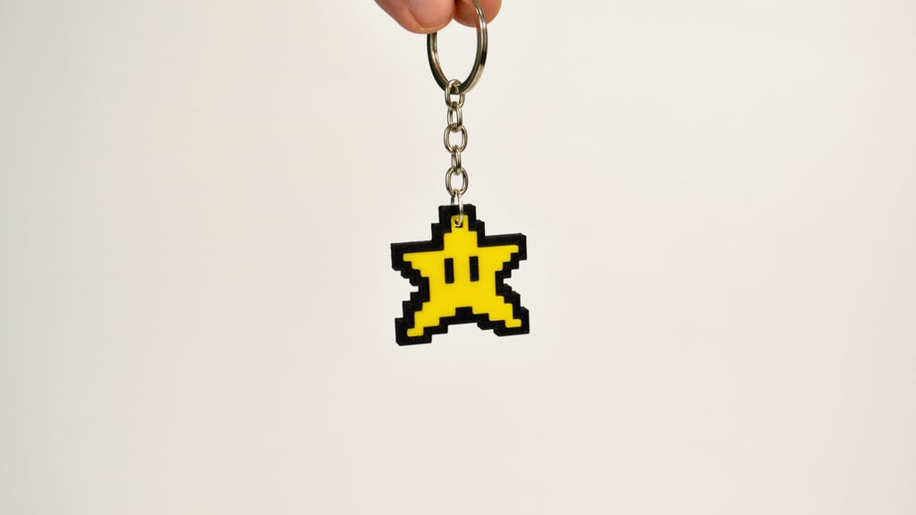 8bit Star Mario Keychain