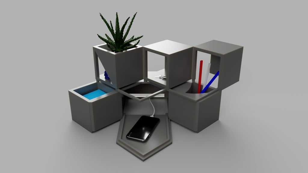 Cube-RT (Rotating Tower Desk Organizer)