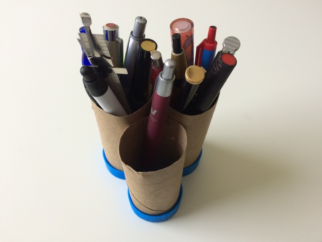 Paper tube pencil holder base