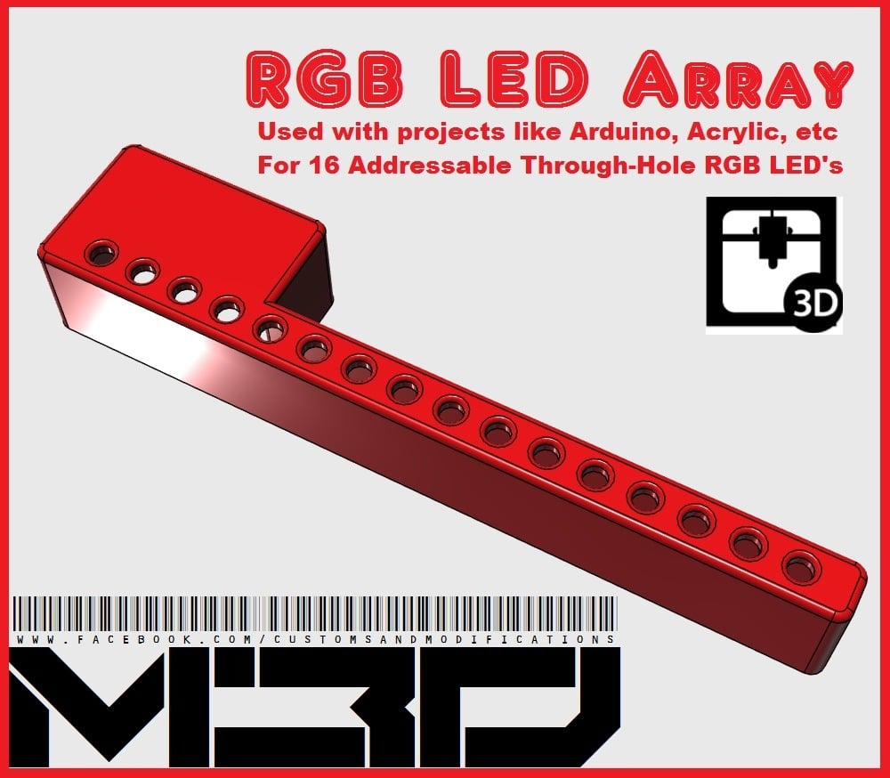 16-Hole 5mm RGB LED Array Base (For Arduino, NeoPixel, etc)