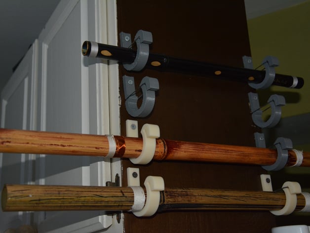 Flute Hook / 1 - 1/2 round stick wall mounter / sword  / arrows / broom / duster / cane / umbrella /////////