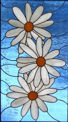 3 White Daisies (Stained Glass)