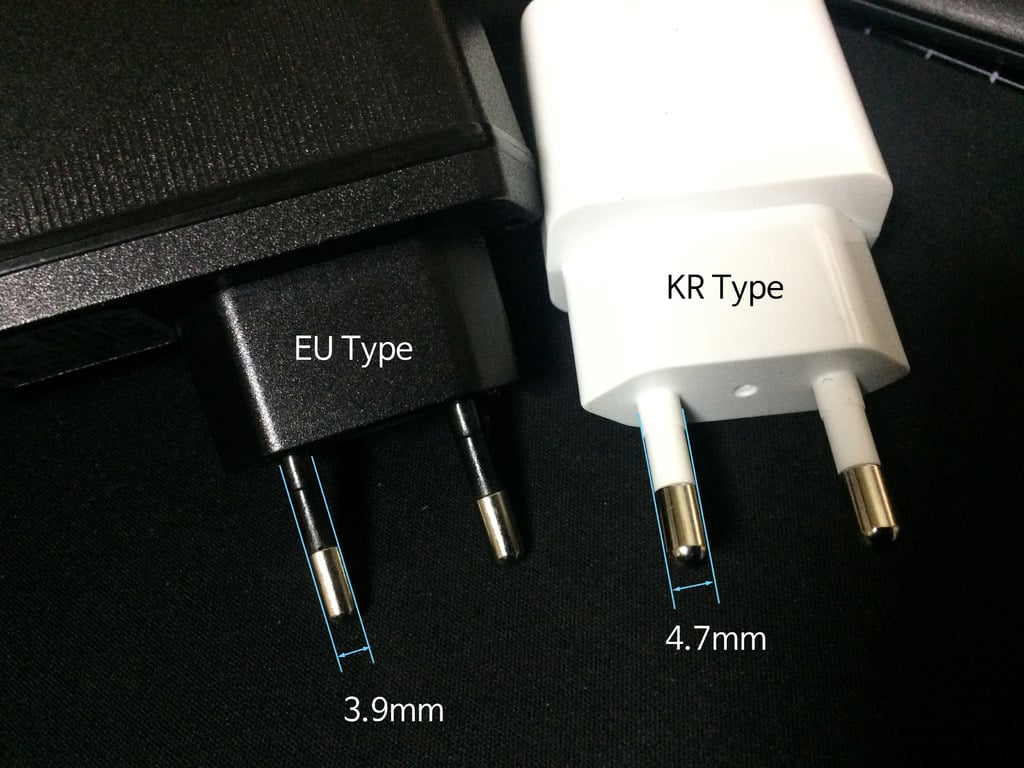 AC EU 'L' type Plug to KR Plug socket Adapter (Korea Type)