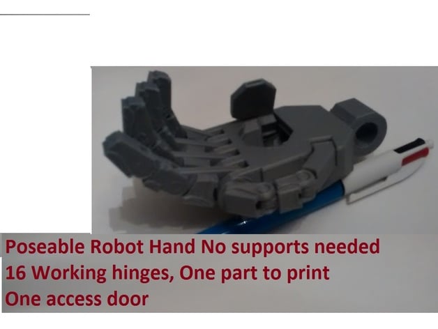 Robot poseable hand with access hatch