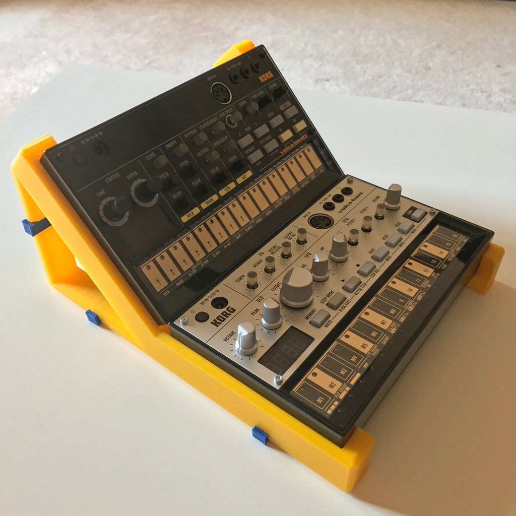 Dual Korg Volca stand (no nuts and bolts, snap fit assembly)
