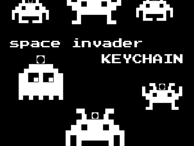 8-bit space invader keychain