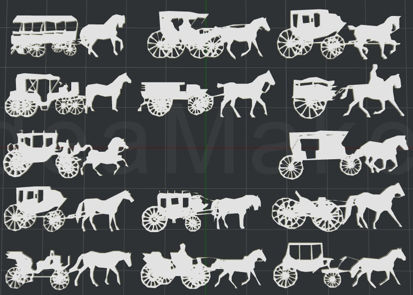 Horse and Buggy 2D Wall Art Collection
