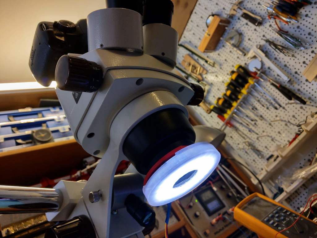 Stereo microscope light ring using neopixel LEDs