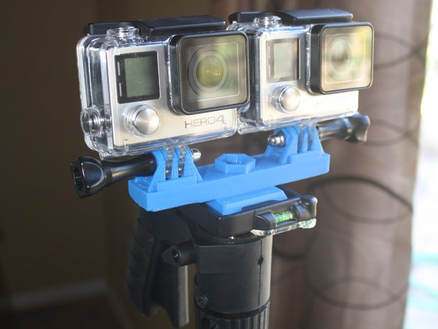 Stereo GoPro mount for Sunpak 6200 tripod