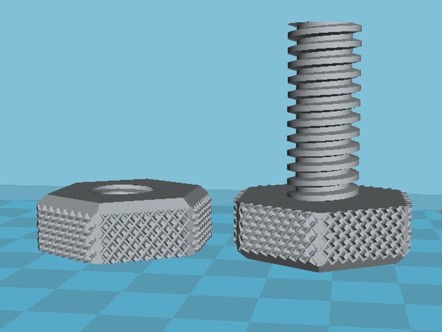 Coarse Knurled Bolt and Nut with Acme Threads